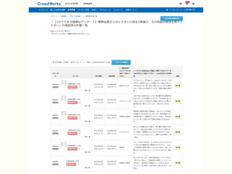 クラウドワークス アンケート